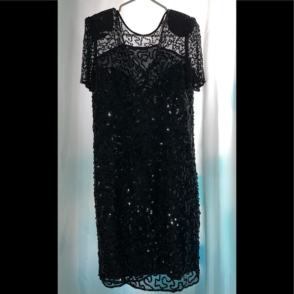 Leslie Fay Evenings: Black Sequined Party Dress - Picture 3 of 3
